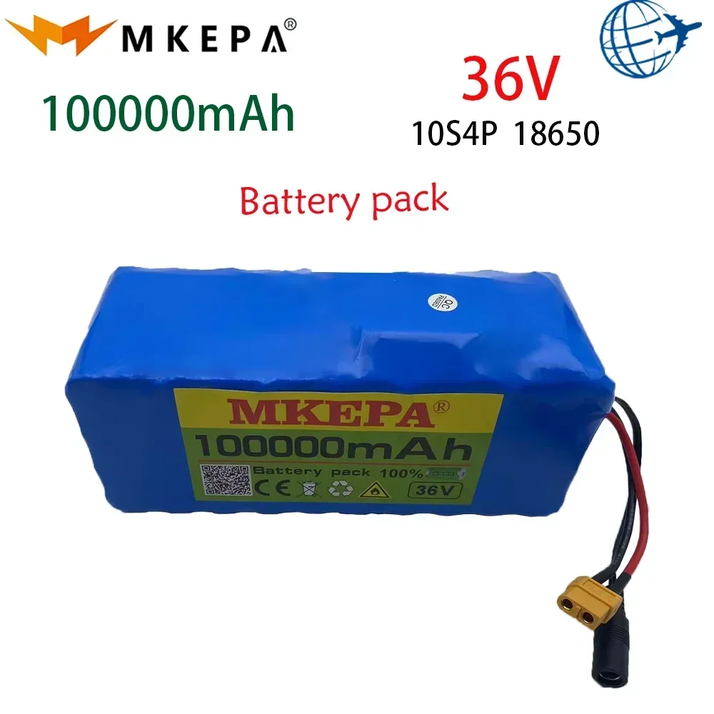 

MKEPA 36V 10S4P 100Ah 100000mAh Cells 18650 42V Lithium Battery Pack Ebike Electric Bicycle Motor Scooter