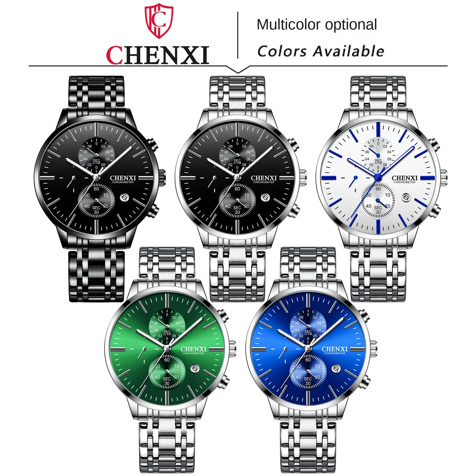 CHENXI Multi Functional Watch Creative Men's Sports Chronograph Calendar Fashion Luminous Quartz Watch