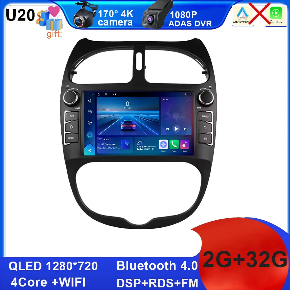 BCBSYCJP Autoradios Auf EIN Android 14-Navi-Display für Peugeot 206 206CC 206SW 2000-2008 Navi BCBSYCJP Autoradios Auf EIN Android 14-Navi-Display für Peugeot 206 206CC 206SW 2000-2008 Navi