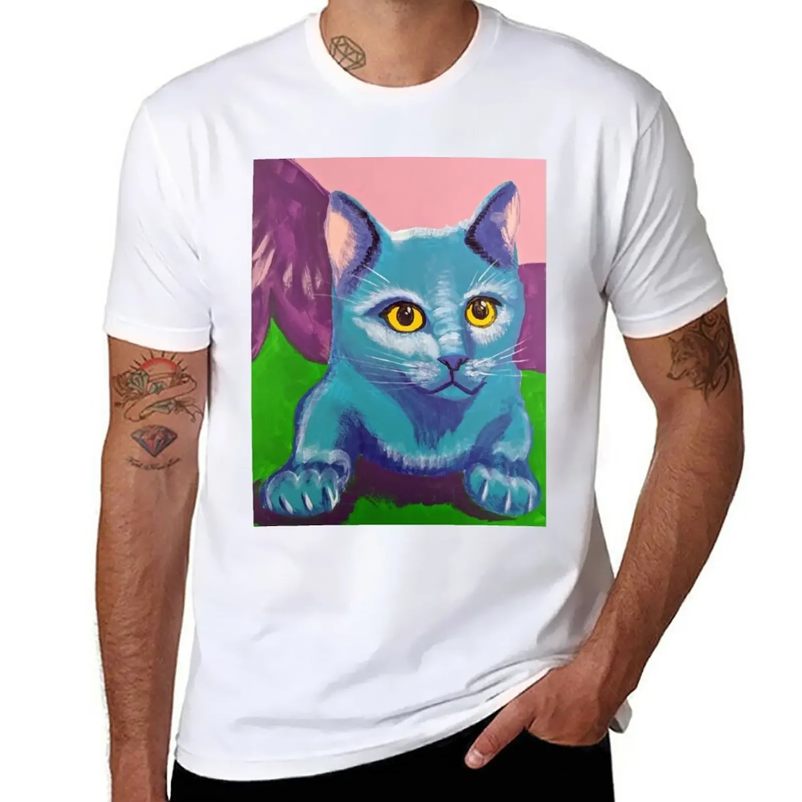 

Blue Kitty T-Shirt oversized heavyweights mens plain t shirts