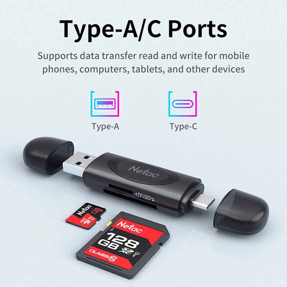 Netac Card Reader USB 3.0 USB-C USB-A to SD Micro SD TF Memory Card Adapter for PC Laptop Accessories Multi Smart Card Reader - 3