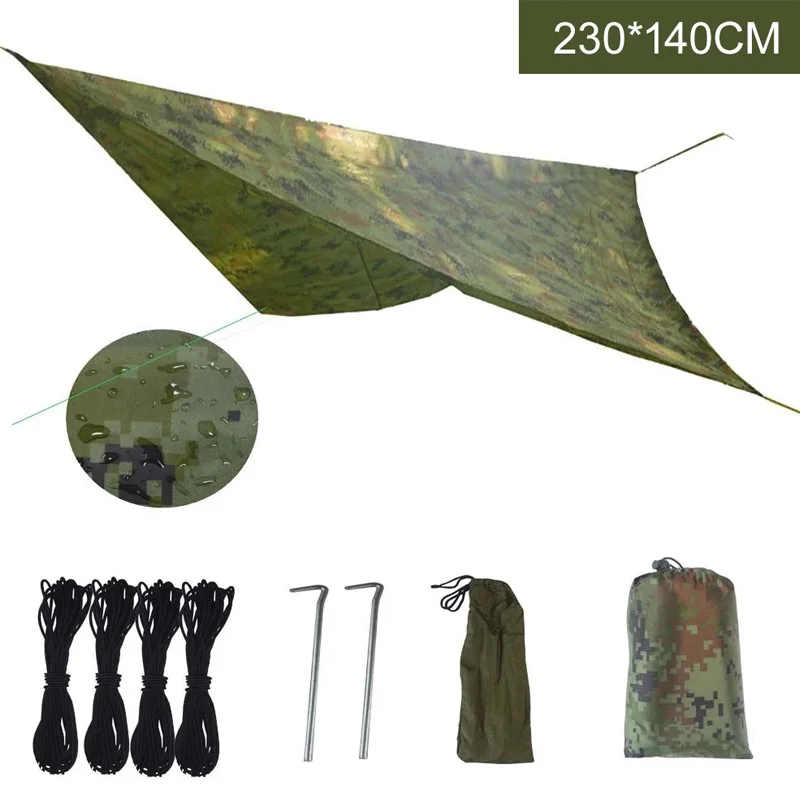 Outdoor Camping Tent Shade Hammock Rain Fly UV Garden Awning Canopy Sunshade Waterproof Tarp Tent Ultralight 230x140cm