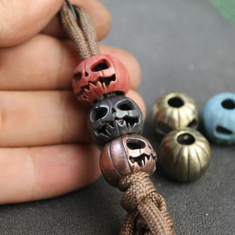 Halloween Pumpkin Skull Face Lantern EDC Brass Knife Beads DIY Woven  Paracord Lanyard Pendants Outdoor Tool Hangings Accessories - AliExpress