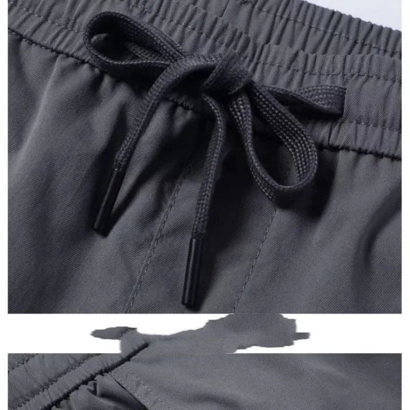 Summer Men's 2024 New Business Casual Patchwork Elasticized Drawstring Pocket Solid Comfortable Versatile Straight Split Pants