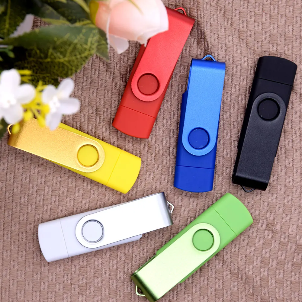 금속 USB 플래시 드라이브, 2 in 1 USB 2.0 C 타입 OTG 펜 드라이브, 4GB, 16GB, 32GB, 64GB, 128GB, 고속 USB 스틱 펜드라이브, 키 체인 포함