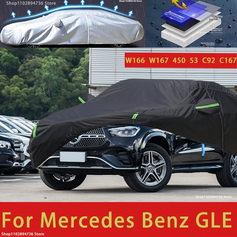 Telo Copriauto Compatibile Con Mercedes-Benz GLE-Class GLE 350 GLE 350d GLE 350de, Copertura Per Auto Telone Protettivo Idrorepellente Copriauto Copertura Dell'auto Telo Auto Antivento Nero Argento
