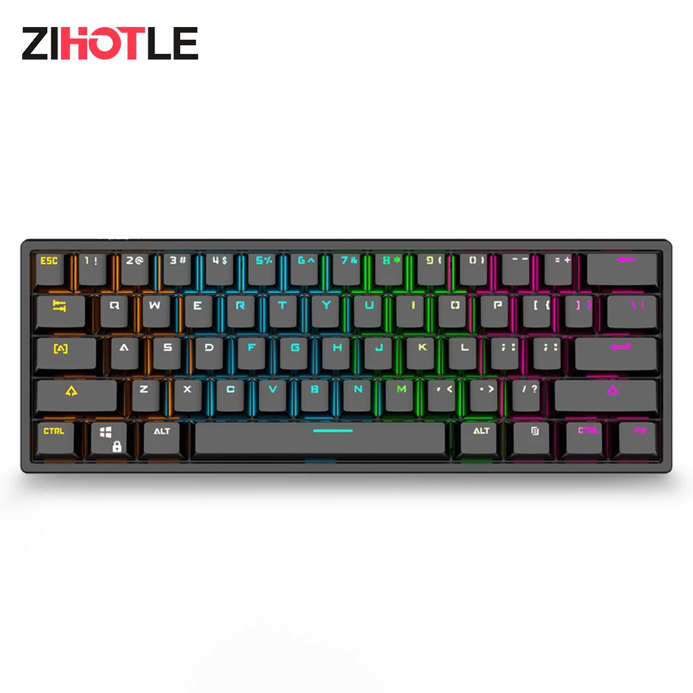 

ZIHOTLE K33 Esports Wired Mechanical Keyboard 61 Key RGB Backlit Pluggable Waterproof Gaming Keyboard 매크로키보드