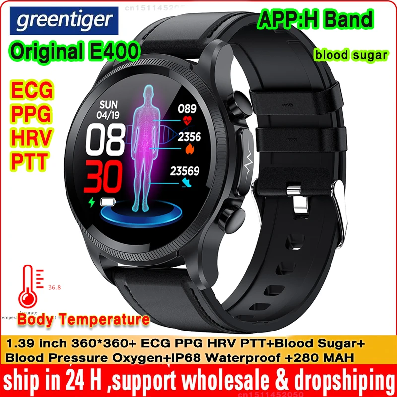 Original E400 Smart Watch ECG PPG HRV PTT Blood Sugar Blood Pressure Oxygen  Body Temperature Monitor IP68 Waterproof Smartwatch - AliExpress