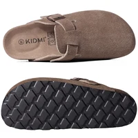 Kidmi New Genuine Suede Clogs for Women Men Clogs Soft Cork Footbed Mules Comfort Potato Shoes with Arch Support Beach Sandals 1