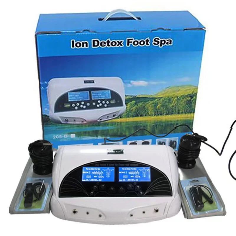 8802D Dual Ionic Detox Foot Bath SPA System Feet Electric Massager LCD Display Cell Detoxification Machine w/ 2 Arrays and Belts