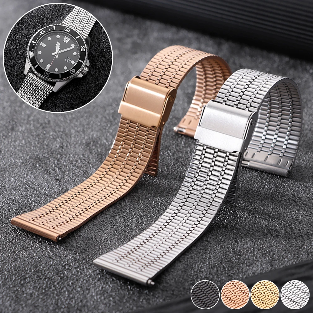 Elegant Stainless Steel Quick Release Watch Strap Bracelet - Universal Replacement Belt