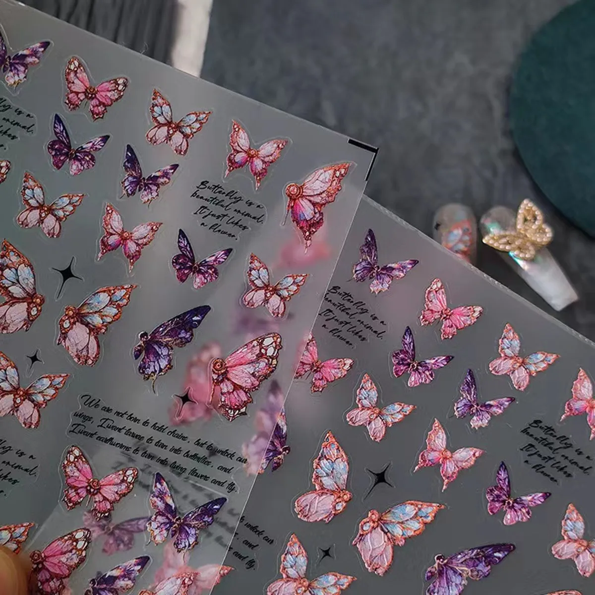 1pcs5DBeautyPinkButterflyNailArtStickersFashionWingsNail