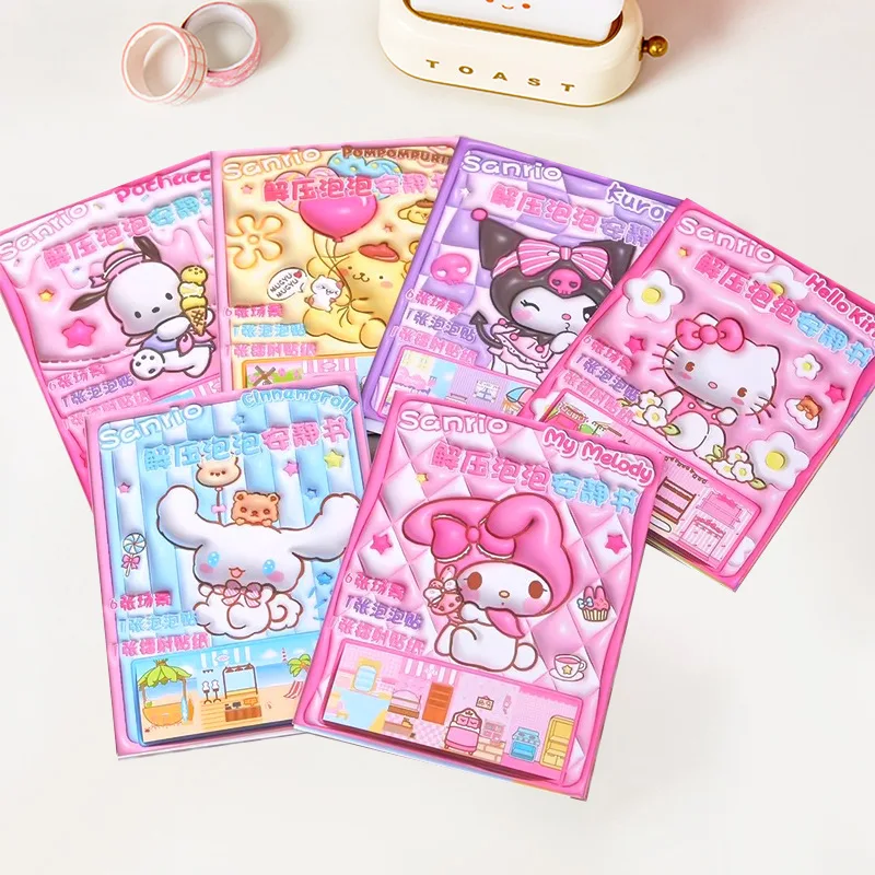 

Sanrio Hellokitty Mymelody Kuromi декомпрессионные Пузырьковые наклейки игры творческие DIY Тихая книга игрушка ручной работы Аниме подарок для девочек