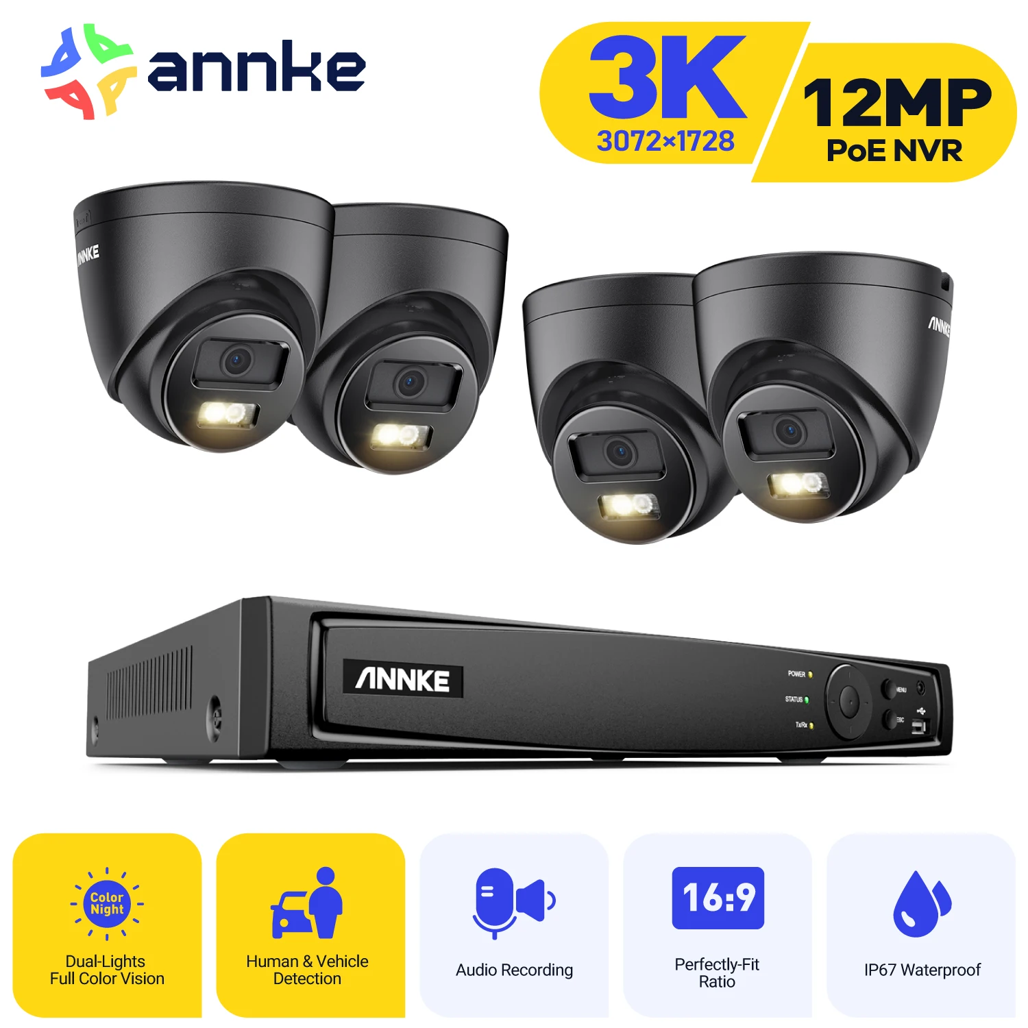 

ANNKE 8CH 5MP Video CCTV Security Camera System Network IR Night Vision IP67 Smart Dual Light Surveillance Kit Remote Monitor