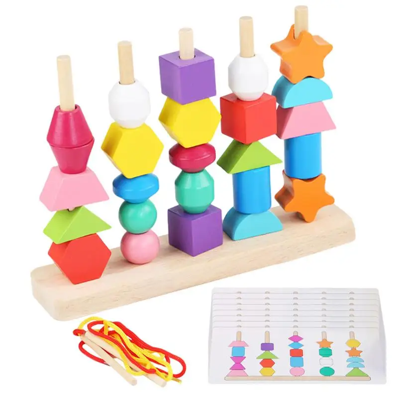 

Wooden Sorting Toy Beads Sequencing Toy Set for Children Colors Stacking Toy for Home Kindergarten Early Education Toys for Boys