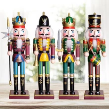 

30CM Nutcracker Puppet Tin Soldier Wood Nutcracker Foreign Trade Spot Retro Christmas Small Decoration