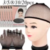 3/5/8/10/20 PcsTop Deal Hairnets High Quality Stretchable Elastic Hair Nets Weaving Black Wig Hair Net Making Cap Cool Cosplay 1