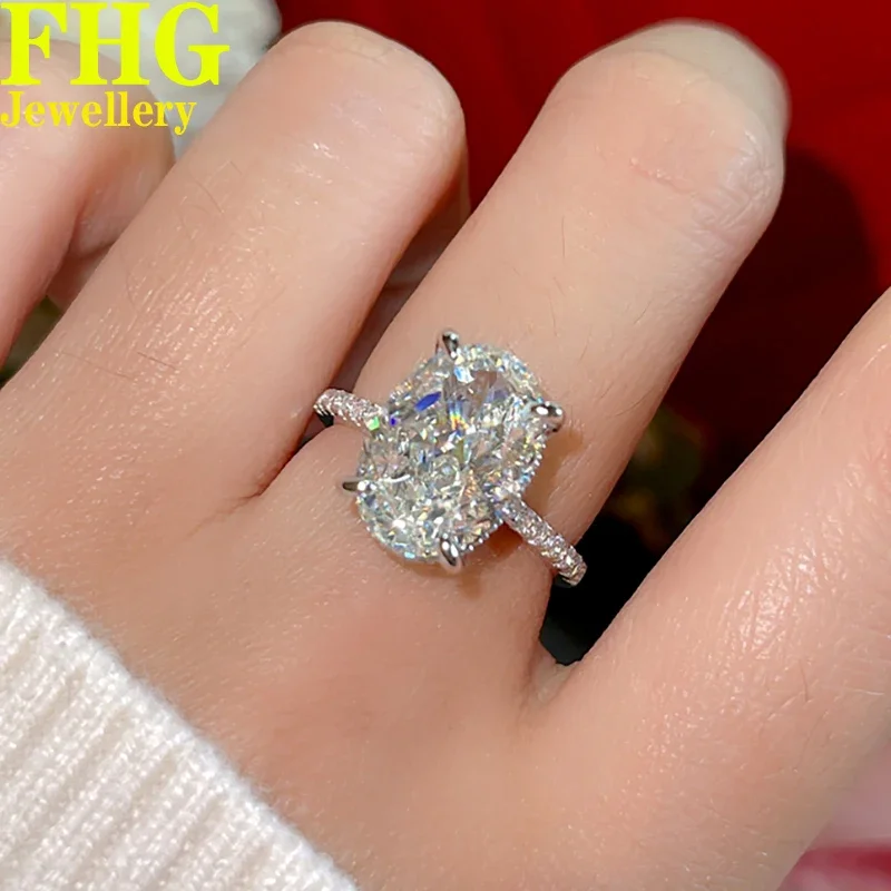 

6 7 8 9 10 Carat Au375 9K White Gold Ring Oval DVVS1 Moissnite Diamond Ring Wedding Party Engagement Anniversary Trendy Gift