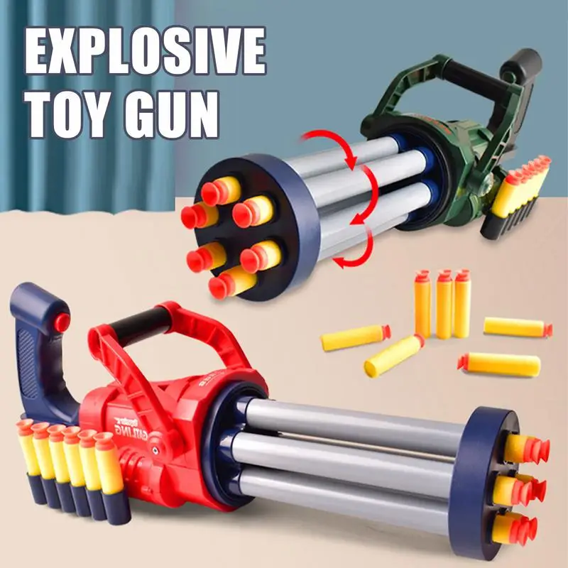 Gatling Guns Shoots ing Game For Boys with 6 Hole Auto Rotating Barrel and 20 Soft Bullets Fun Toy holiday party Cool Gift