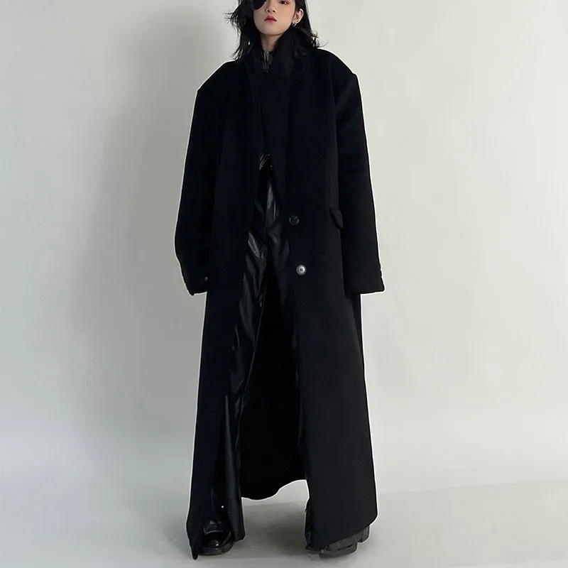 

2023 New Fashion Temperament Women's Woolen Coat Autumn Winter High-Quality Solid Color Women's Woolen Coat Female Overcoat Y197