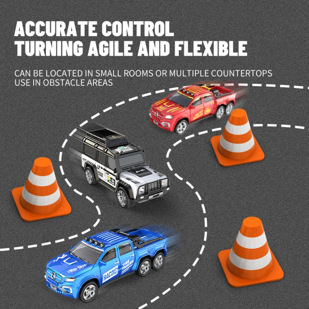 2.4G RC Car 1/64 Alloy Mini Remote Control Off-Road Car Model with Light Simulation Car Model Remote Control Toy Gift 3