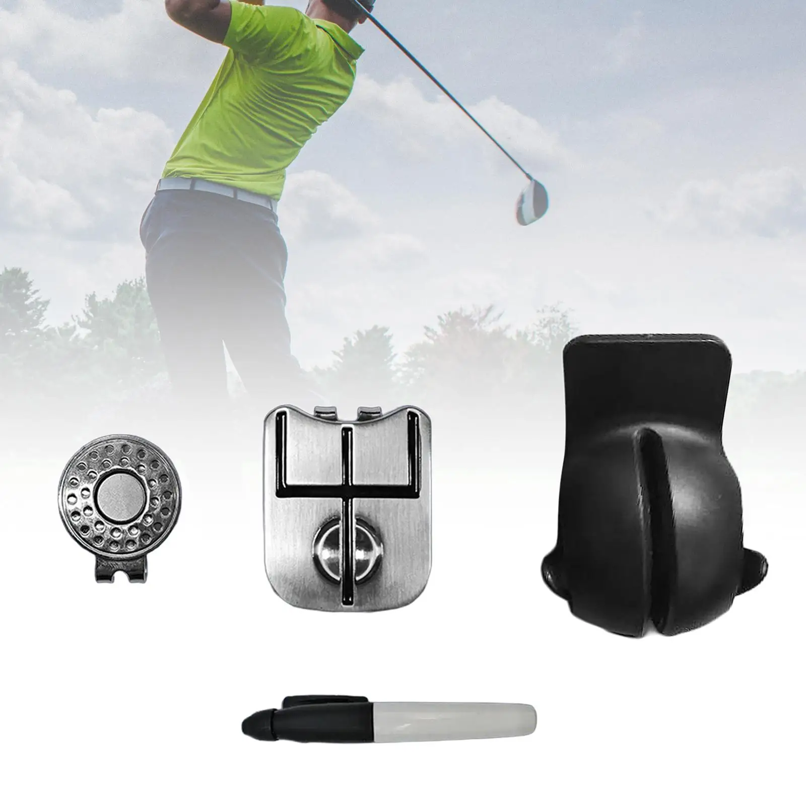 Golf Ball Mark Set Golf Putting Aid Golf Accessory Premium Compact Golf Training