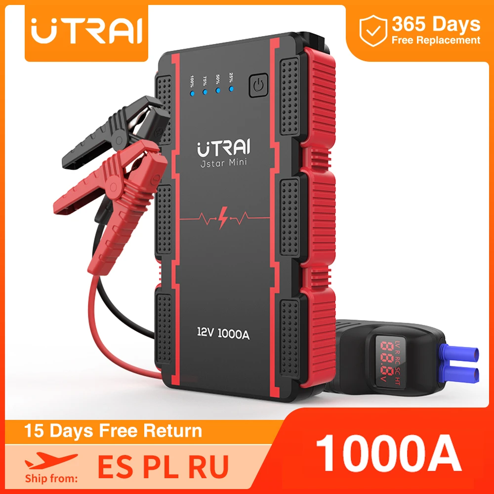 UTRAI Car Jump Starter 1000A  Power Bank Portable Charger Starting Device Compact Emergency Battery Starter For 12V Cars noco gb40