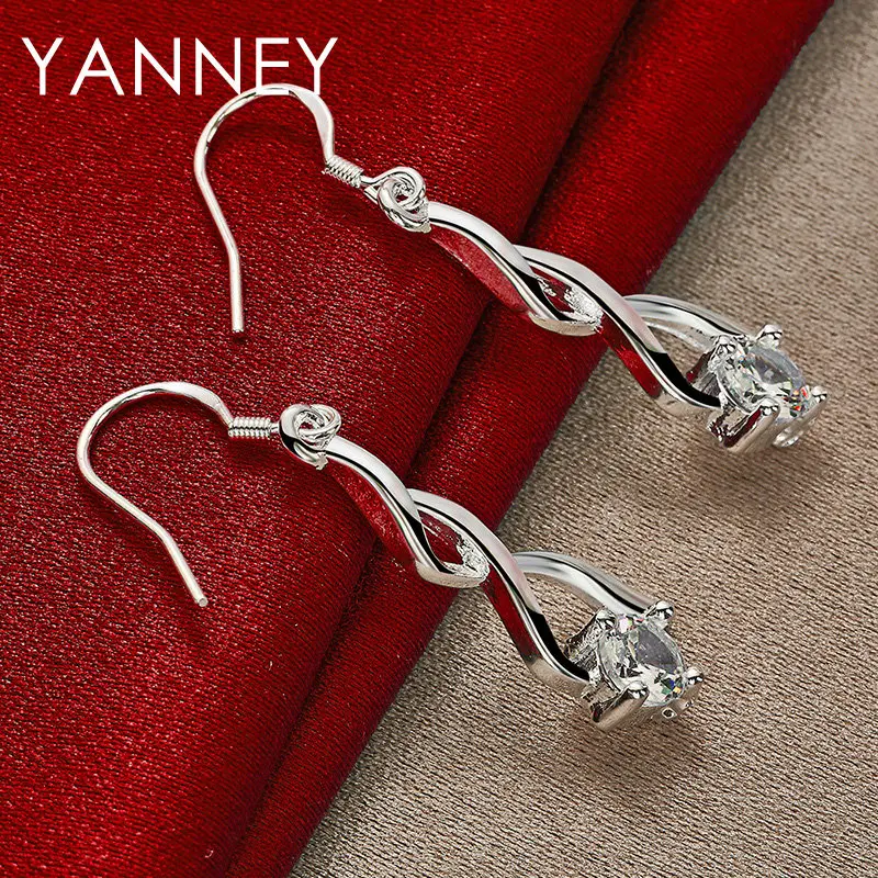 

New 925 Sterling Silver Fine Shiny AAA Zircon Earrings For Women Gifts Fashion Charm Engagement Temperament Jewelry Accessories