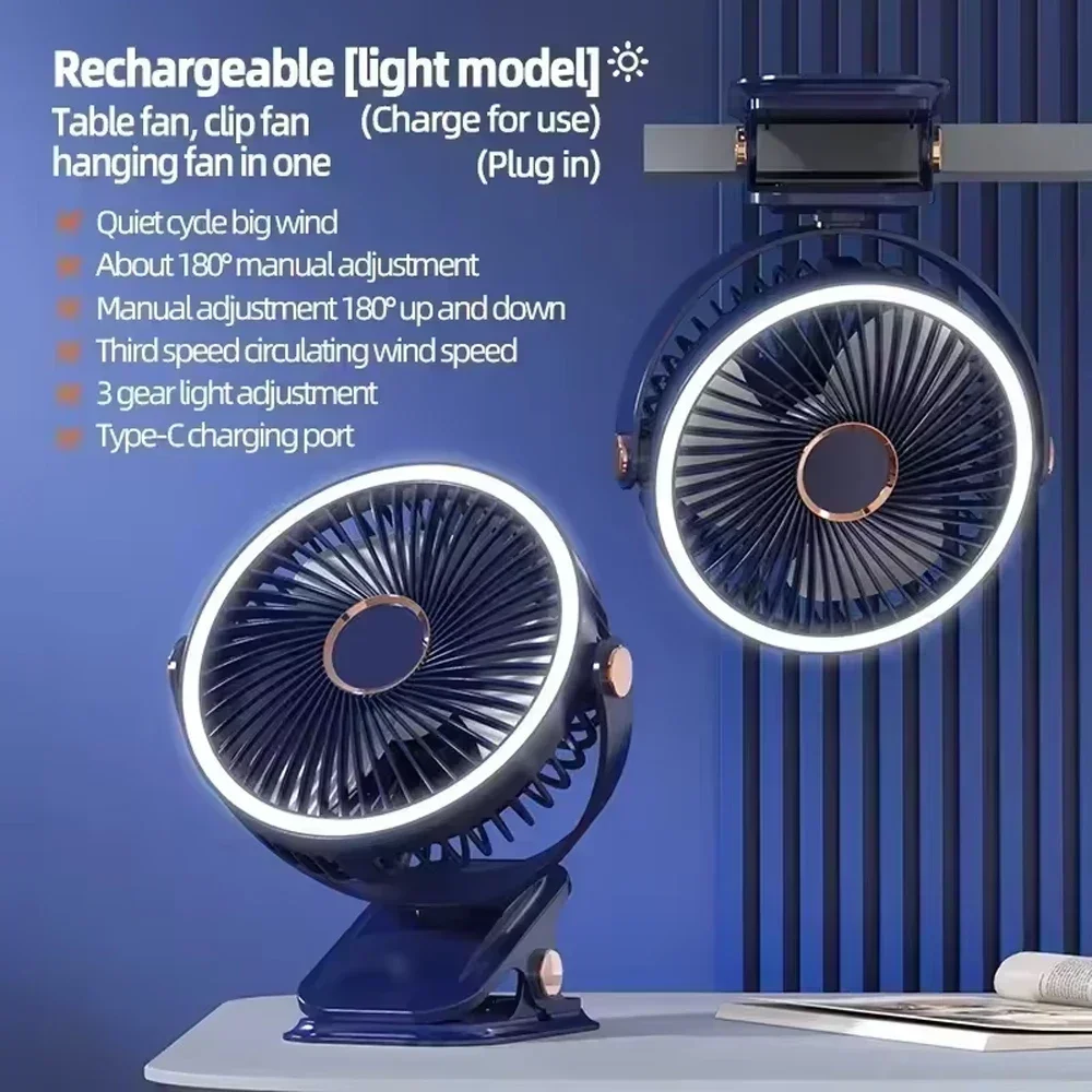Portable USB Charging Night Light Fan for Office and Outdoor