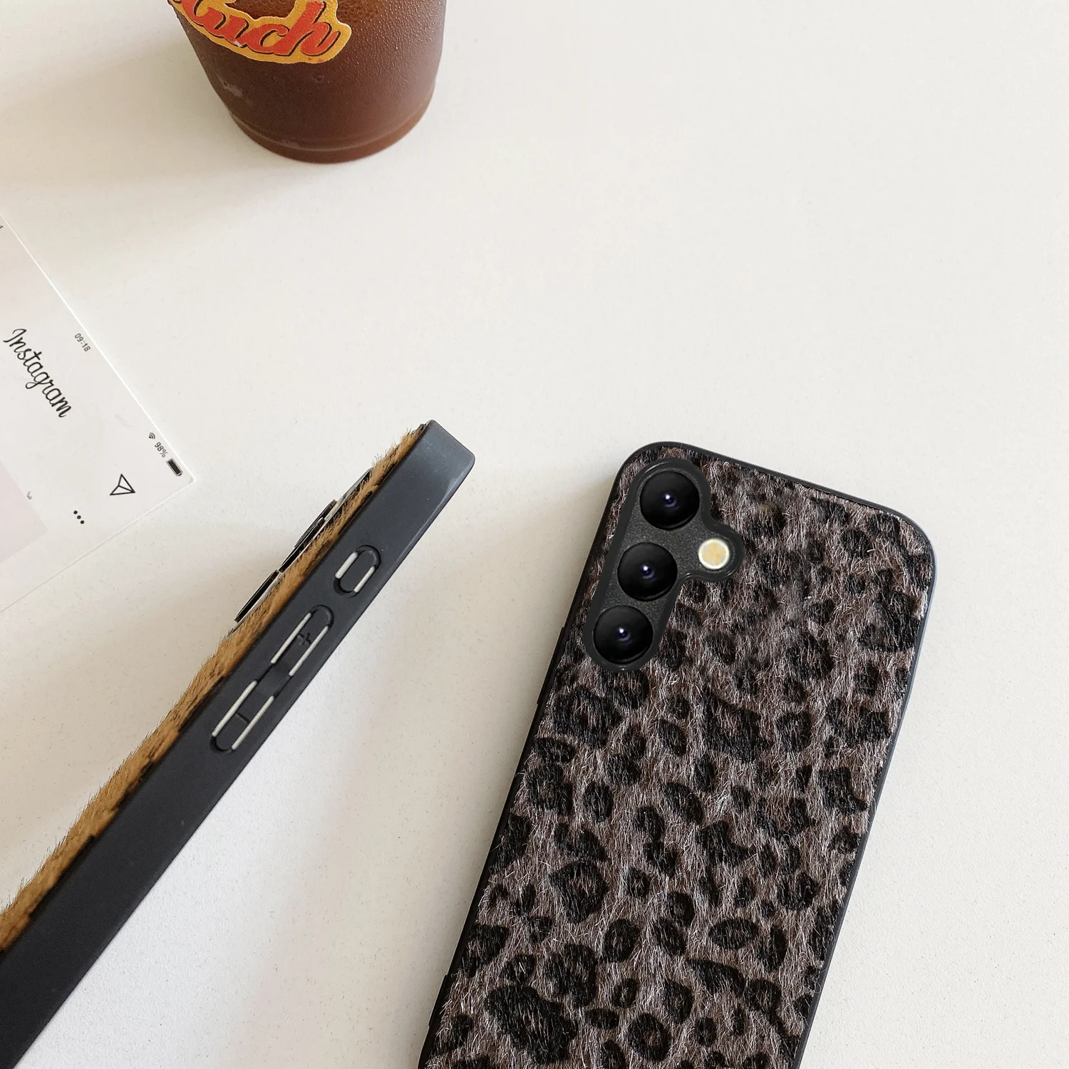 Leopard Plush Textured Shockproof Soft Phone Case