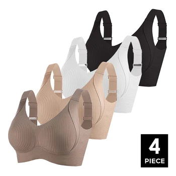 FallSweet 4PCS/set Wireless Push Up Bras for Women Seamless Large Size Bralette Underwear Comfort Breathable Invisible Lingerie 1