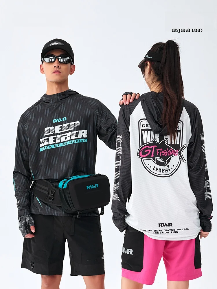 RVVR 26 스타일 아이스 실크 긴팔 낚시복 UV 차단 통기성 야외 속건 모자 자외선 차단 낚시복