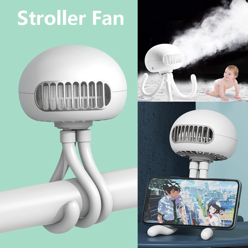 Stroller Fan 4000mAh Portable Bladeless USB Rechargeable Silent Outdoor Mini Handheld Small Fan for Home Unpowered Fan Folding