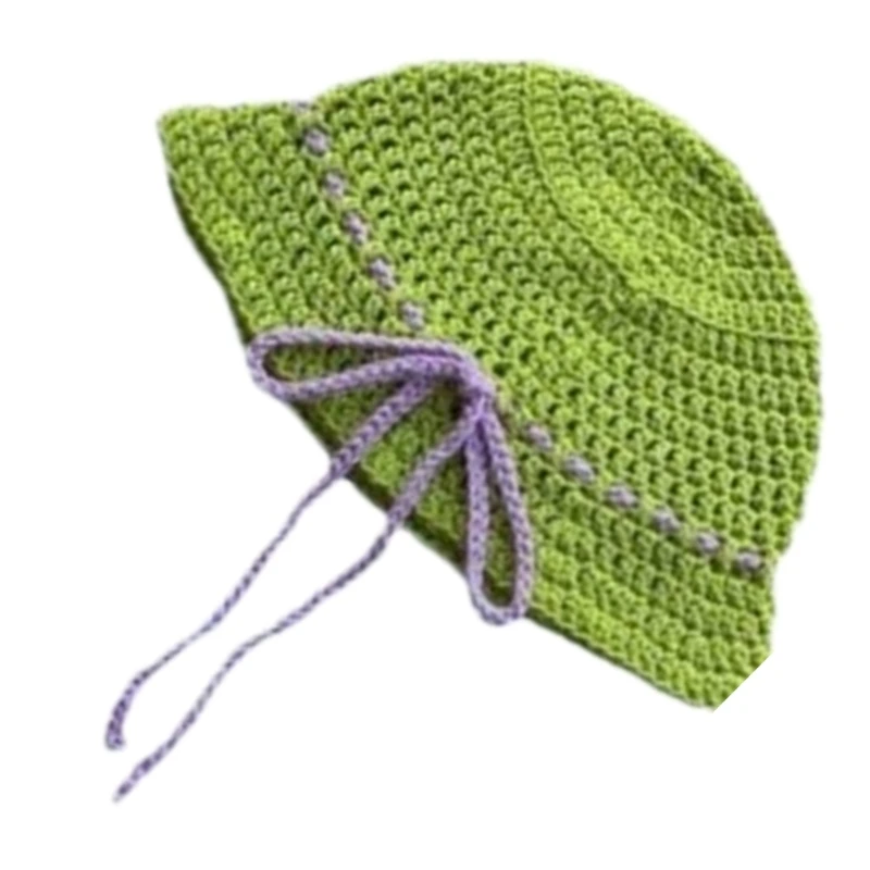 

F42F Элегантная красочная панама, дышащая вязаная шапка ручной работы, праздничная шляпа для отпуска, клоши в западном стиле