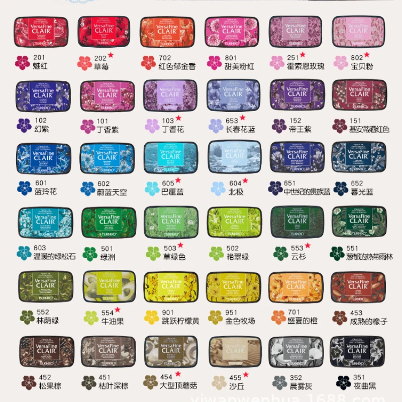 36 Colors Quick Dry Detail Ink Pad DIY Making Greeting Cards Smearing Stamps Tsukineko VersaFine CLAIR Craft Supplies