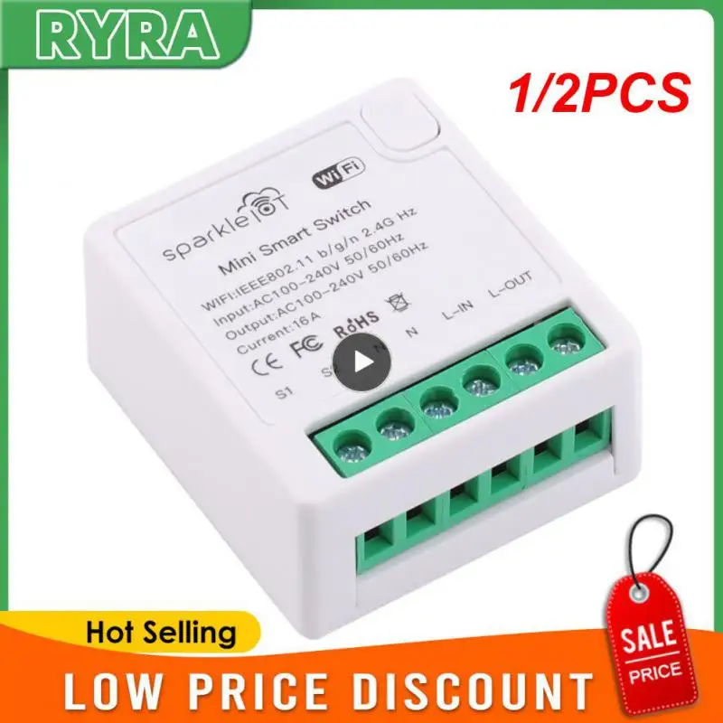 

Умный мини-переключатель с Wi-Fi, 16 А, 1/2 шт.