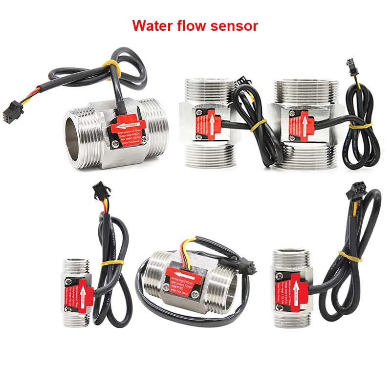 Stainless steel Water Flow Sensor DC5 24V Liquid Flowmeter NPN Hall