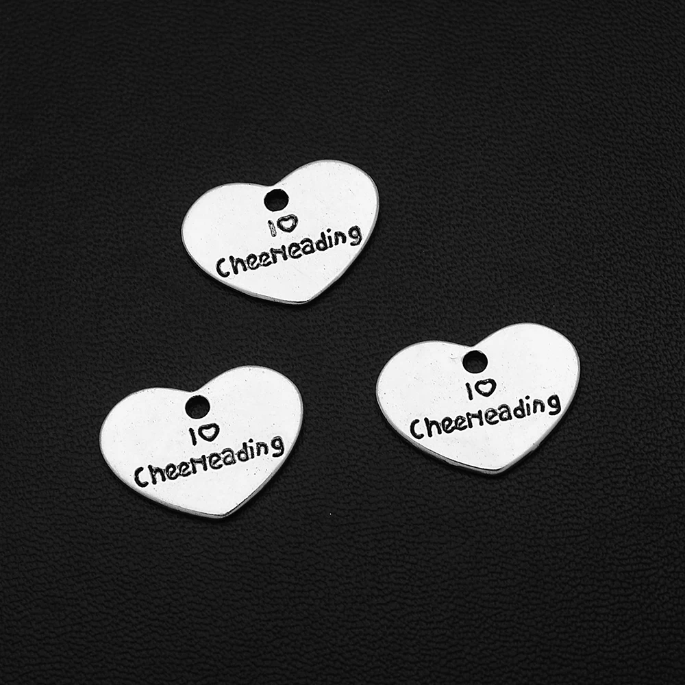 

10pcs/Lot 15x20mm Antique I Love Cheerleading Charms Cheerleader Pendant For DIY Keychain Jewelry Making Supplies Accessories