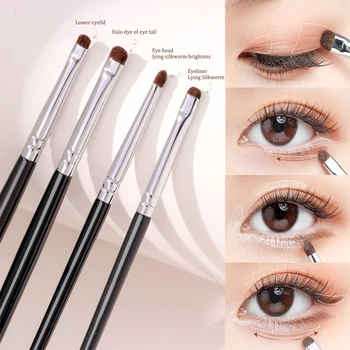 Dettaglio piccoli pennelli per il trucco dell'ombretto pennello per sopracciglia pennello per Eyeliner piatto Fine evidenzia sbavature pennello per ombretti baco da seta strumento per il trucco