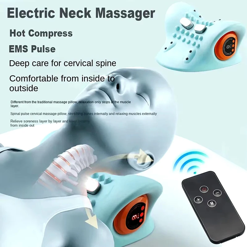 Electric Cervical Massager Neck Shoulder Stretcher Relaxer Chiropractic Traction Device Cervical Spine Correction Massage Pillow