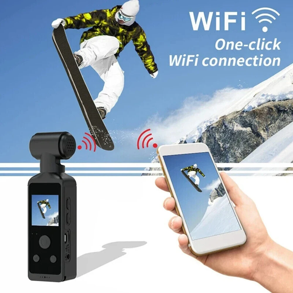 4K Ultra HD Pocket Camera Rotatable Vlog Wifi  Sports Cam Waterproof Case Helmet Travel Bicycle Driver Recorder 5