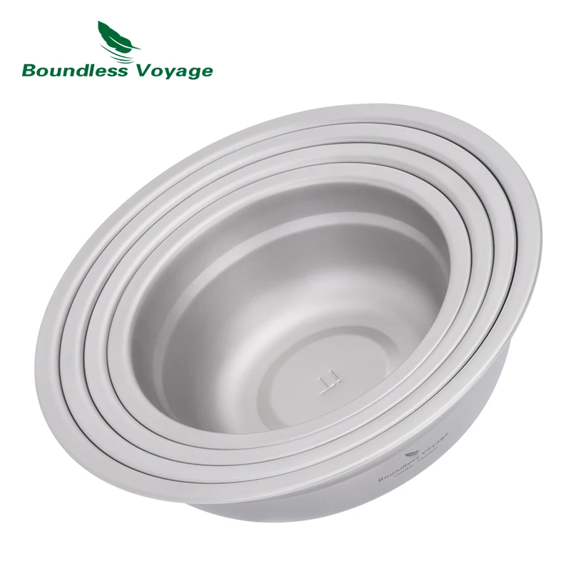 Boundless Voyage Titanium Bowl Camping Plate Serving Rice Soup Salad Dinnerware Set Stackable Outdoor Home Kitchen Tableware