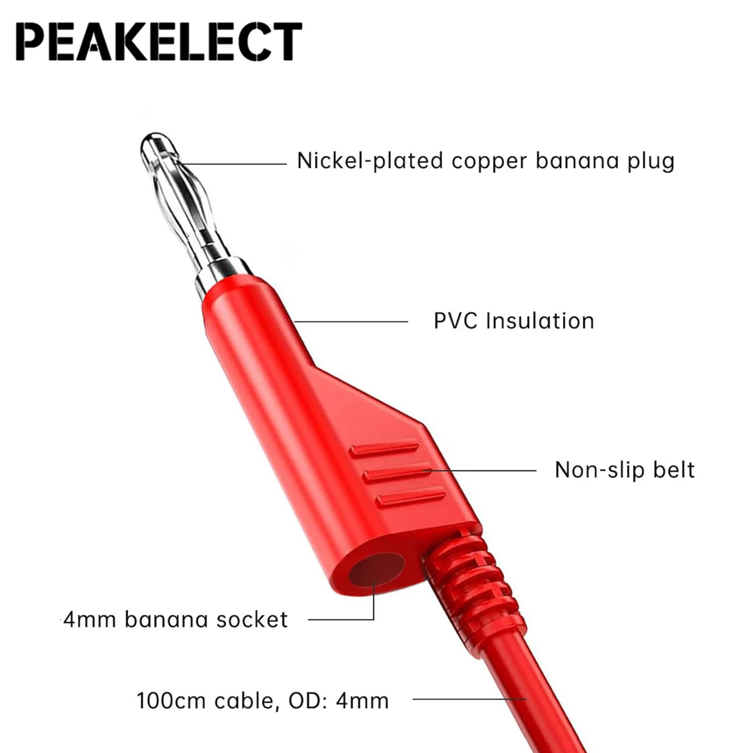 PEAKELECT P1036B 시리즈 듀얼 4mm 바나나 플러그 멀티미터 테스트 리드 키트, 악어 클립 스페이드 플러그 펑크 테스트 프로브 키트