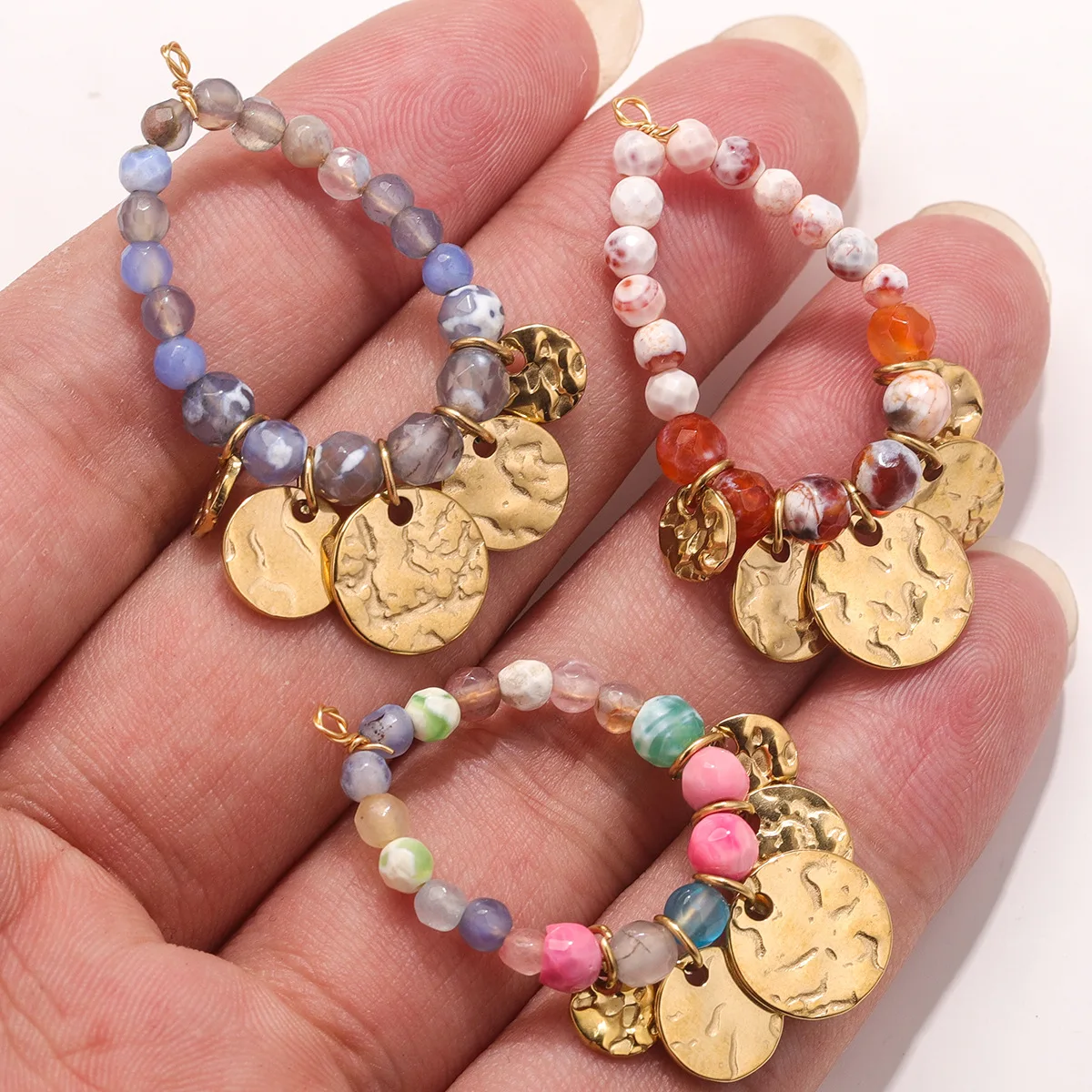 Hot Sale Stainless Steel Bohemian Hand-woven Drop Pendant DIY Earrings Jewelry 3