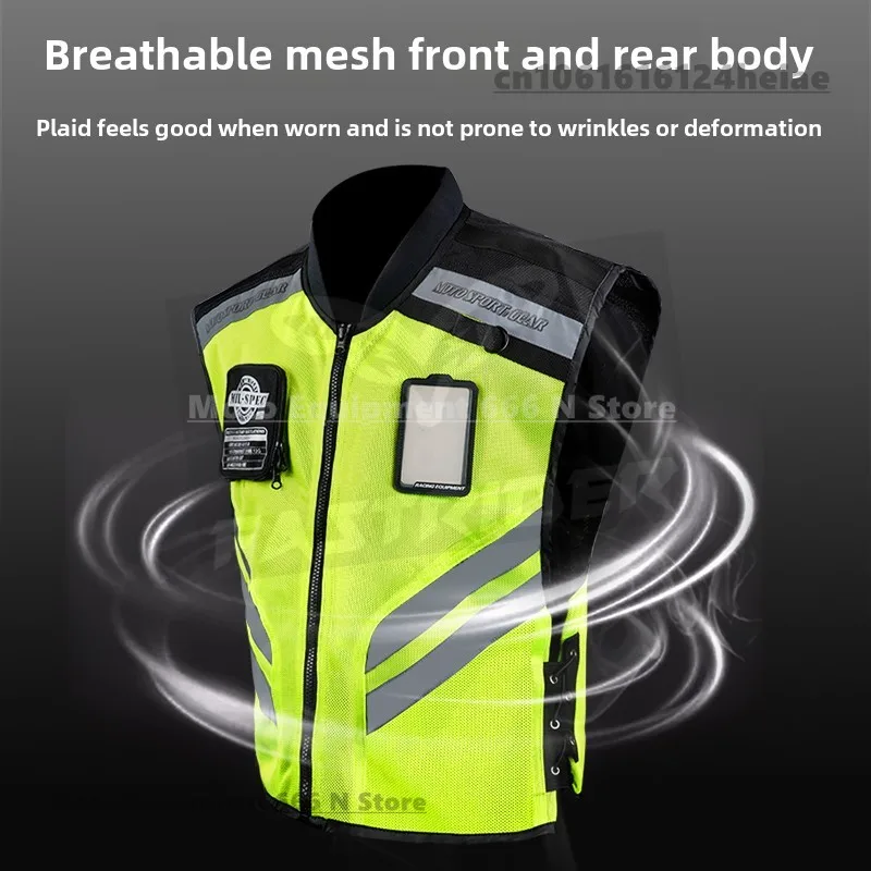 Motorcycle Safety Riding Suit Reflective Vest Motorcycle Cooling Vest Travel Night Fluorescent Breathable Biker