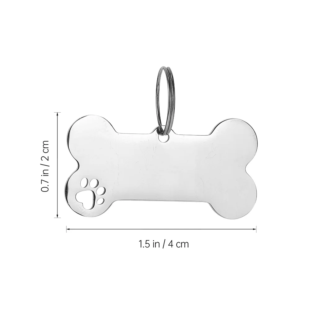 Dog ID Tag 6 Pcs Pet Cat Name Plate Bone Personalized Stainless Steel