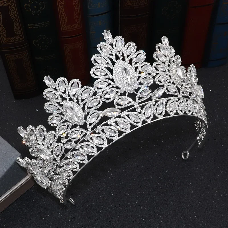 New Wedding Headdress Multiple Color Baroque Inlaid Rhinestone Bridal Big Crown Wedding Hair Jewelry Accessories