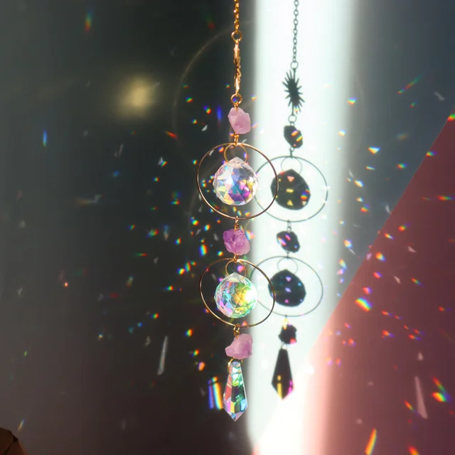Prism Suncatcher Függő Ablak Kristályok Szivárványos Könnyű Fogó Kristály Napsütő, Nyári Ajándék Nyolcszög Gyöngyök Medál - Image 5