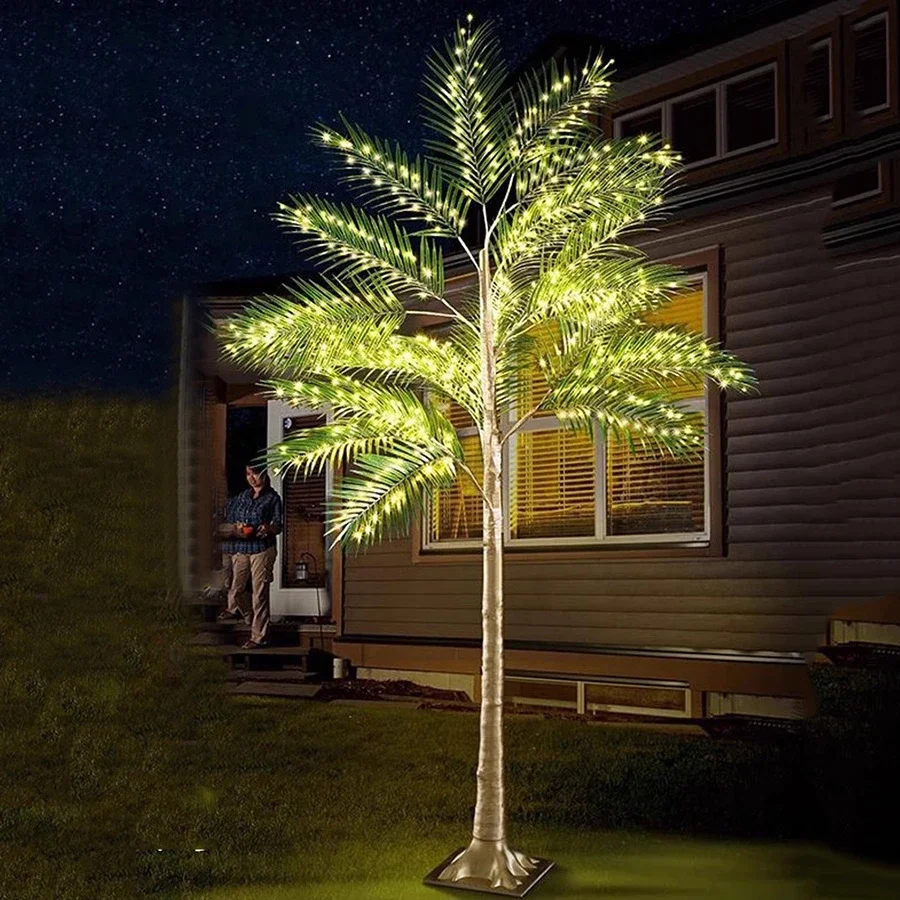 thumbnail image 1 of Palmera artificial iluminada con 650 luces LED de 2,1 m para exteriores, palmera navideña falsa para decoración de patio, piscina y fiesta, 1 of 4