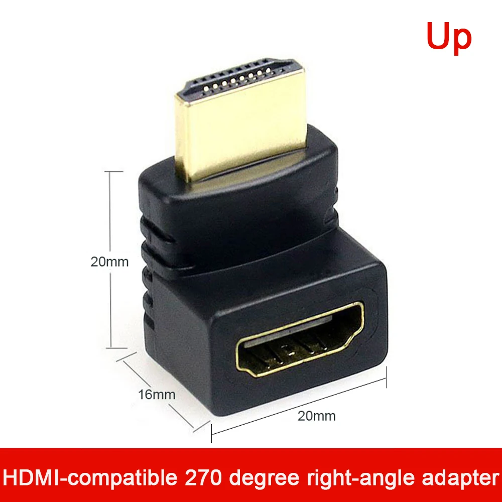 HDMI-Compatible Adapter 90 270 Degree Right Angle Male to Female Converter 4K HD Connector Mini / Micro HDMI-Compatible Extender